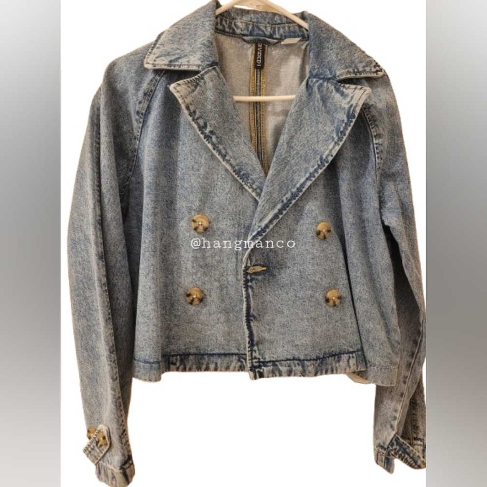 H&M SHORT TRENCH COAT IN DENIM